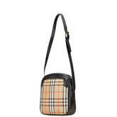 バーバリー ノバチェック シャドーホース ショルダーバッグ ベージュ ブラック キャンバス レザー レディース BURBERRY 【中古】